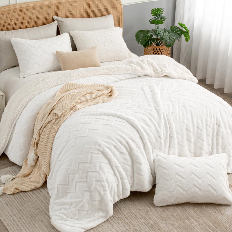 بيديليت مجموعة كوين كوين بيدليت - كوين لزيج سوبر شيربا لزيج ماشين لمادة كوين بحجم كوين فاخر الفراش الدافئ مجموعة من السرير الشتاء 3 قطع (1 لما بين الأغطية) - Image 3