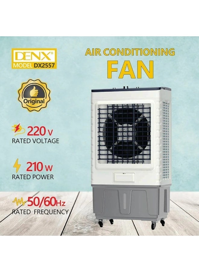 Denx Portable Desert Air Cooler With 3 Speeds 60 L 220 V 210 Watt Cooling Area 90 meters White - Image 2