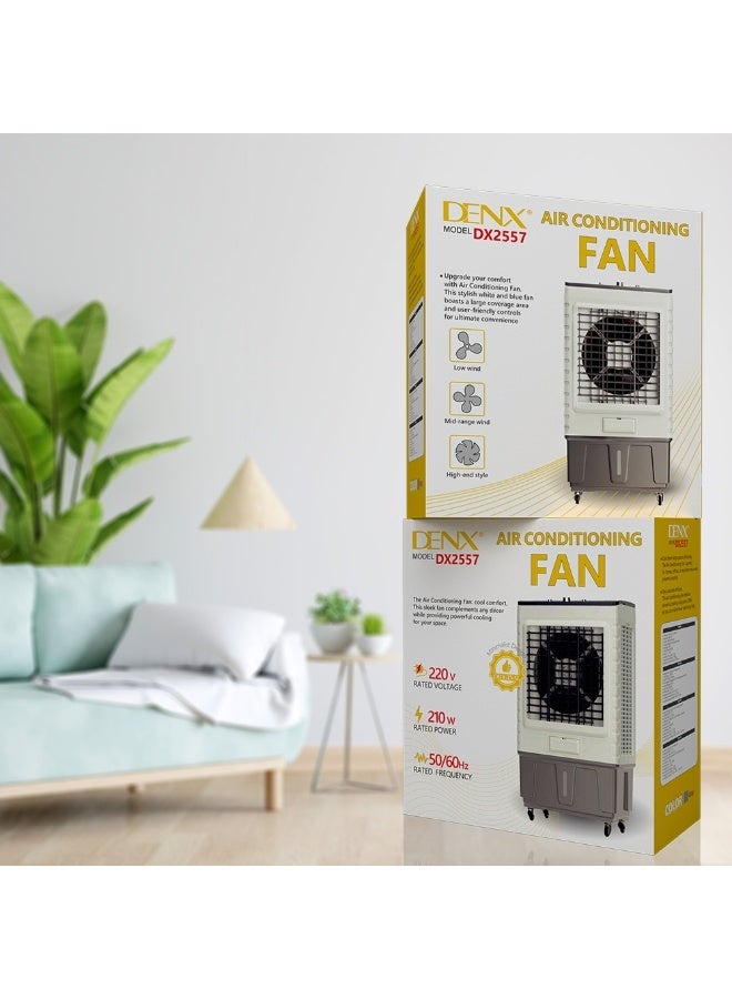 Denx Portable Desert Air Cooler With 3 Speeds 60 L 220 V 210 Watt Cooling Area 90 meters White - Image 4