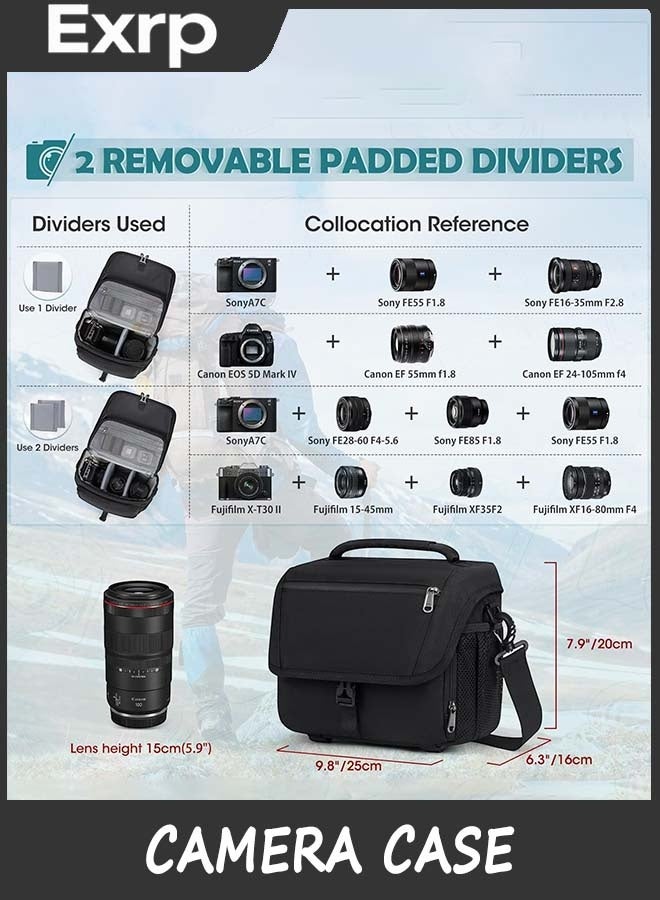Exrp DSLR Camera Case with Tripod Holder, Waterproof Sling Bag for Photographers - Image 3