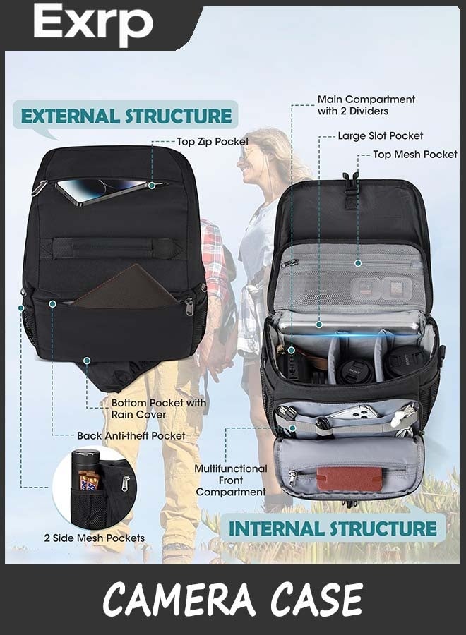Exrp DSLR Camera Case with Tripod Holder, Waterproof Sling Bag for Photographers - Image 4
