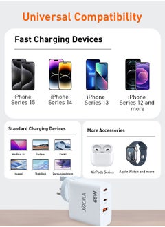 Xoopla PD 65W GaN Charger Dual Type C Charger , 1 QC 3.0 Laptop Wall Charger GaN Fast Charger for Macbook Laptop Cell Phone Watch Compatible with Samsung Xiaomi iPhone iPad Realme Huawei  - Image 3
