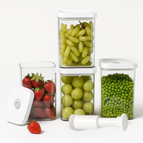 Satpurush Vacuum Storage Containers for Kitchen | Airtight Vacuum Food Container to Keep Food Fresh Longer | BPA-Free Vacuum Container for Dry Fruits, Snacks & Groceries (1000ML, Pack of 4) - Image 1