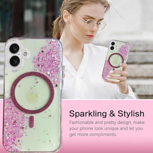 mobistyle Glitter Cover Case for iPhone 16 | 6.1-Inch Compatible with Mag-Safe, Shiny Cute Bling Sparkle for Women and Girls Phone Cover iPhone 16 (Pink) - Image 4