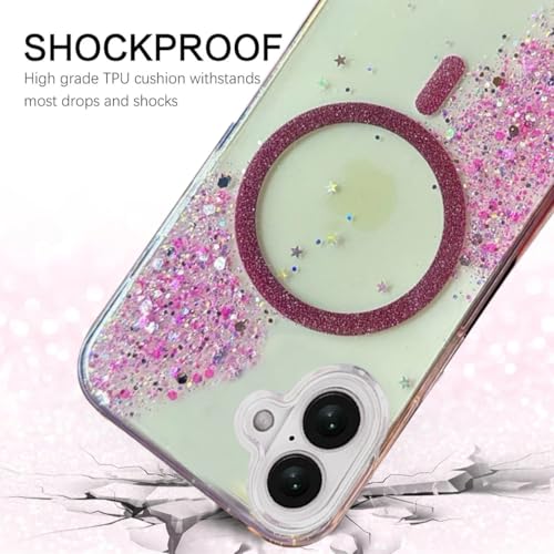 mobistyle Glitter Cover Case for iPhone 16 | 6.1-Inch Compatible with Mag-Safe, Shiny Cute Bling Sparkle for Women and Girls Phone Cover iPhone 16 (Pink) - Image 3