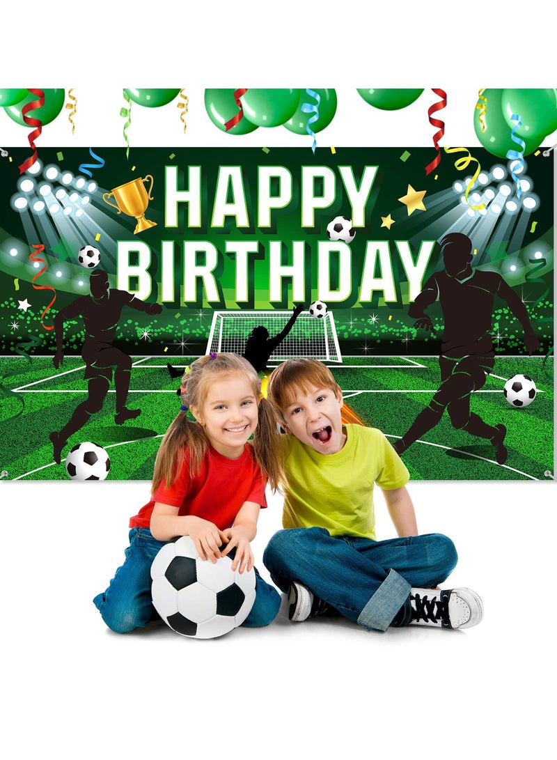 SYOSI Soccer Birthday Party Decoration 5.9 x 3.6 Feet Football Field Backdrop Soccer Birthday Banner Background Sports Theme Photo Booth Props for Girls Boys Kids Soccer Birthday Party Supplies - Image 2