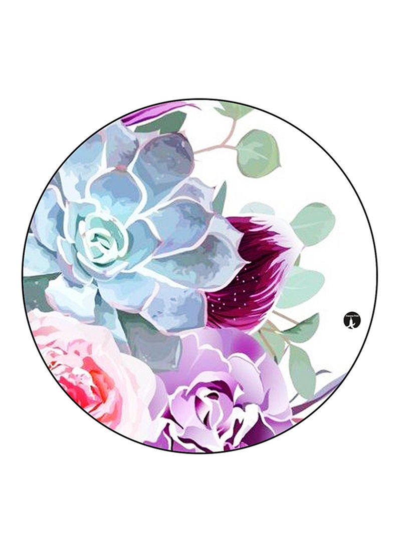 RKN Flowers Printed Mouse Pad Round  Multicolour