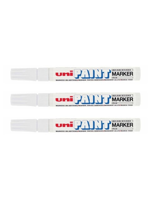 3-Piece Paint Marker Bullet Tip White Ink