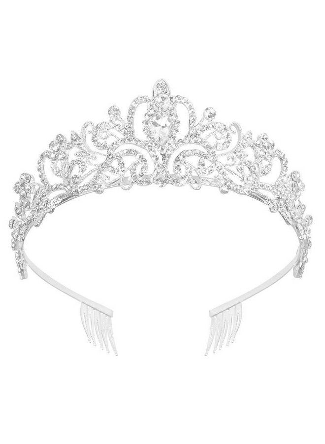 BAHABY Silver Crowns For Women Girls Rhinestone Princess Tiara With Combs For Birthday Prom Bridal Shower Wedding Halloween Party - Image 1