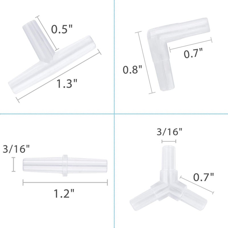 Pawfly موصلات أنابيب الهواء لأحواض السمك من باوفلاي، صمام خطي بلاستيكي، موصل مضخة هواء حوض السمك، 40 قطعة - Image 5