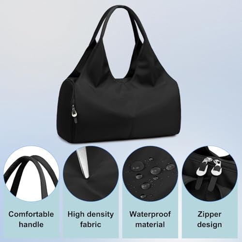 Forestfish Yoga Gym Bag For Women With Shoes Compartment & Wet Dry Storage Pockets Lightweight Duffel Bag, Black - Image 3