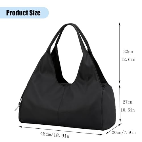 Forestfish Yoga Gym Bag For Women With Shoes Compartment & Wet Dry Storage Pockets Lightweight Duffel Bag, Black - Image 2