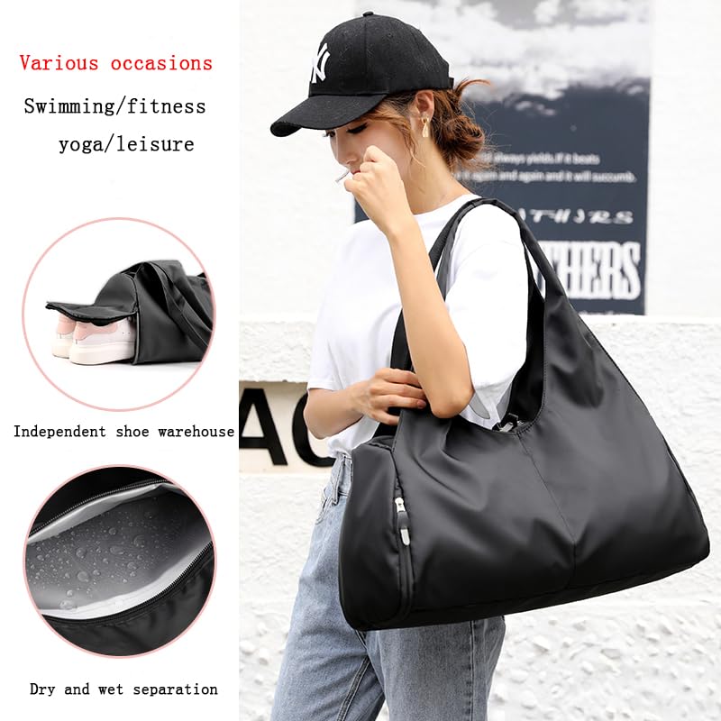 Forestfish Yoga Gym Bag For Women With Shoes Compartment & Wet Dry Storage Pockets Lightweight Duffel Bag, Black - Image 5