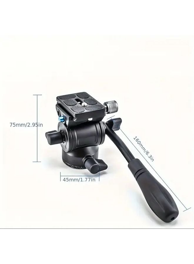 Black Mini Damping Hydraulic Metal Pan Camera Tripod Professional 360 Degree Panoramic - Image 3