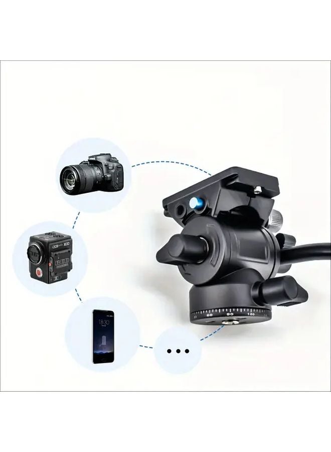 Black Mini Damping Hydraulic Metal Pan Camera Tripod Professional 360 Degree Panoramic - Image 5