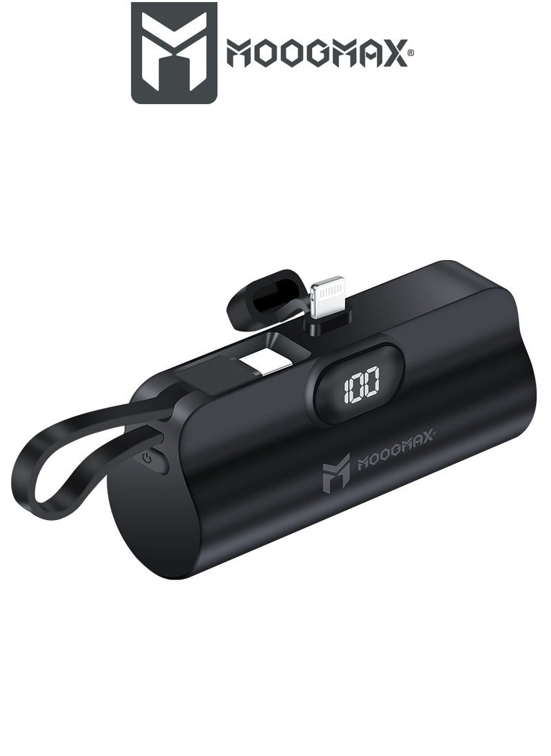 MOOGMAX - 2-in-1 Super Tiny Size Mini Power Bank 5000mAh and the size of a lipstick pen. powerbank light weight makes it easy to carry and use. power bank fast charging It has two ports lightning and a side Type-C port-supports fast charging - Image 1