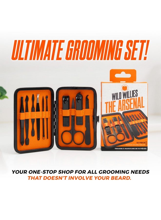 Wild Willies 10-Piece Manicure & Pedicure Kit - Multifunctional Mens Grooming Kit - Includes Nail Clippers, Scissors, Tweezers, Files - Compact Travel Manicure Set for Men & Women - All-in-One Case - Image 3