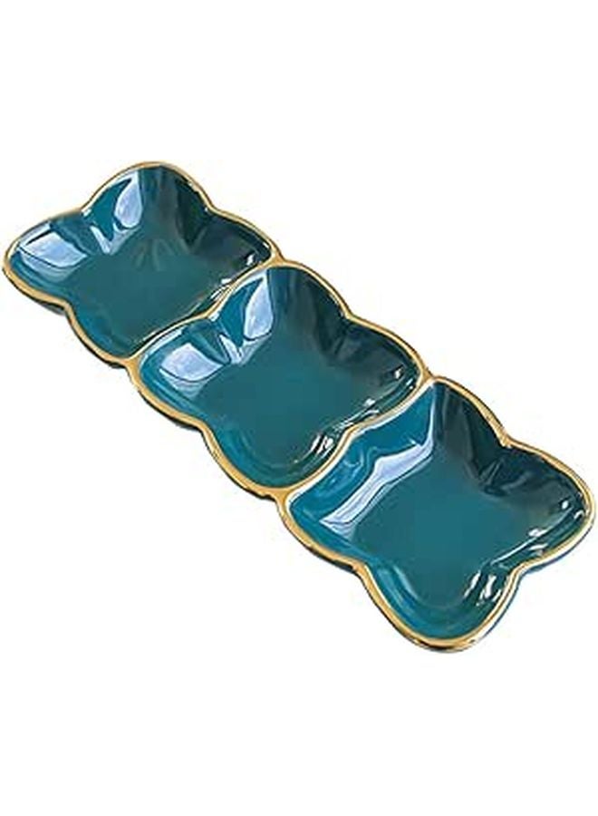 Ceramic Three Compartment Serving Platter For Soy Sauce Snacks And Bbq Camping - Image 1