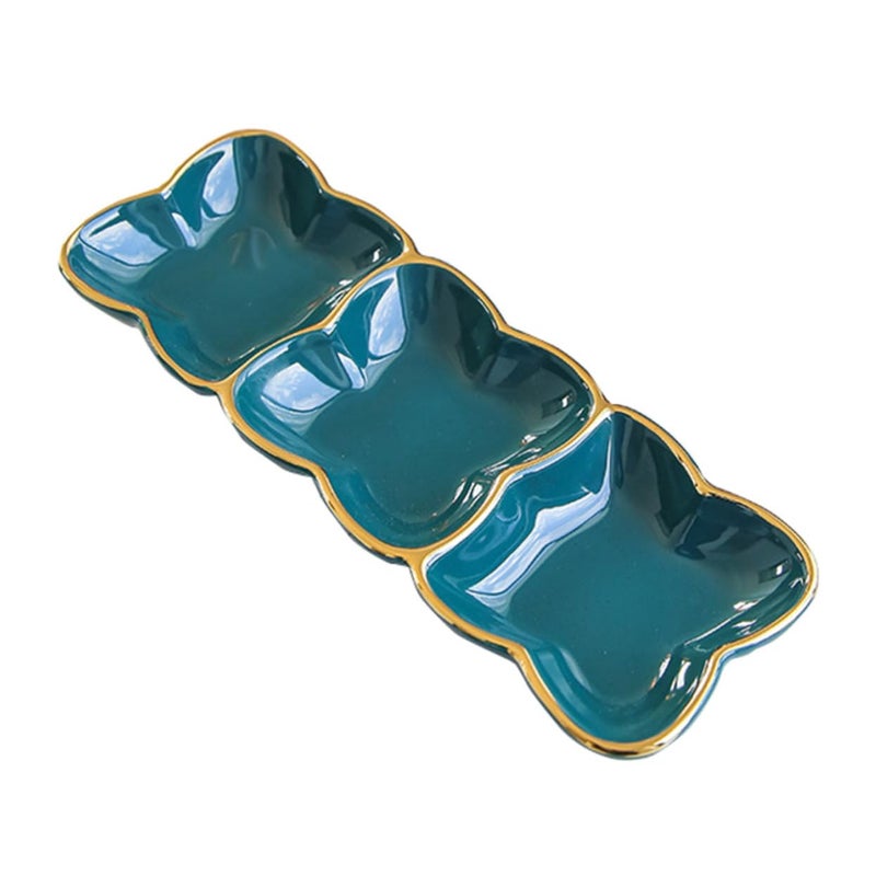 Ceramic Three Compartment Serving Platter For Soy Sauce Snacks And Bbq Camping - Image 2