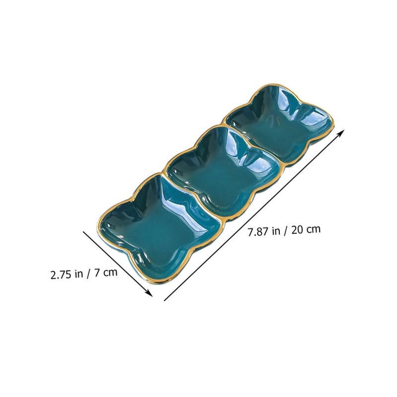 Ceramic Three Compartment Serving Platter For Soy Sauce Snacks And Bbq Camping - Image 5