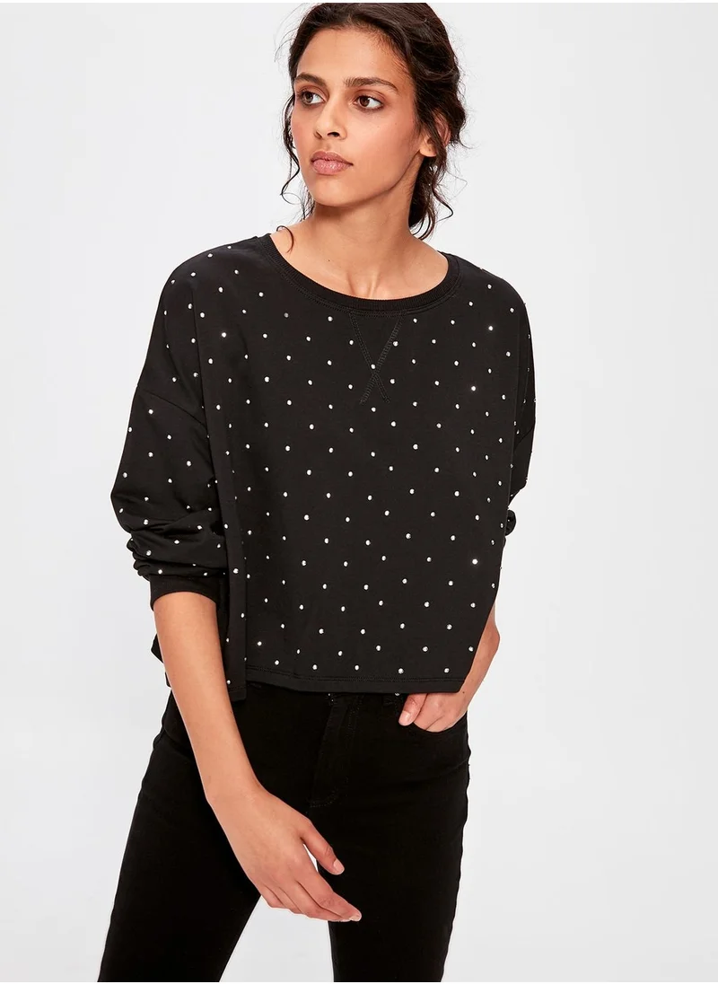 trendyol Dot Print Sweatshirt
