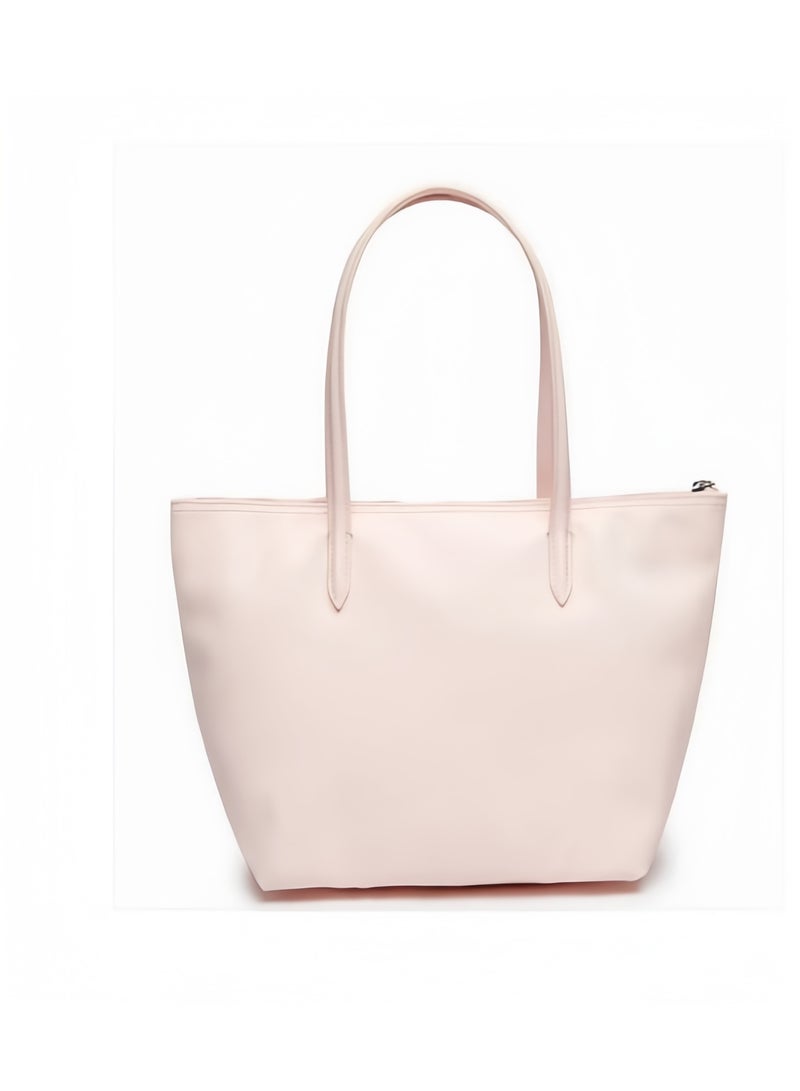 لاكوست حقيبة لاغوست النسائية L12.12 بحجم كبير مع سحاب، متعددة الاستخدامات، شنطة كتف فردية، حقيبة توت متوسطة اللون وردي. - Image 5