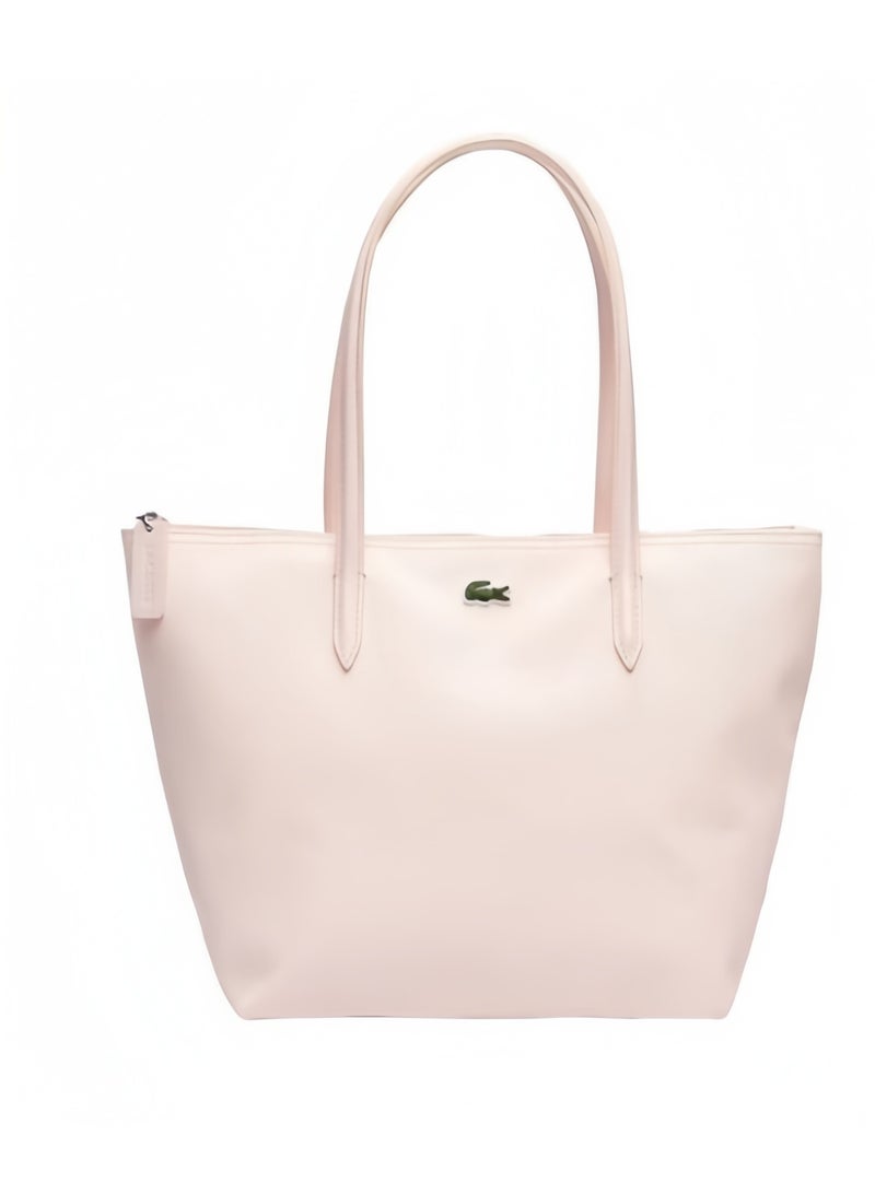 لاكوست حقيبة لاغوست النسائية L12.12 بحجم كبير مع سحاب، متعددة الاستخدامات، شنطة كتف فردية، حقيبة توت متوسطة اللون وردي. - Image 2