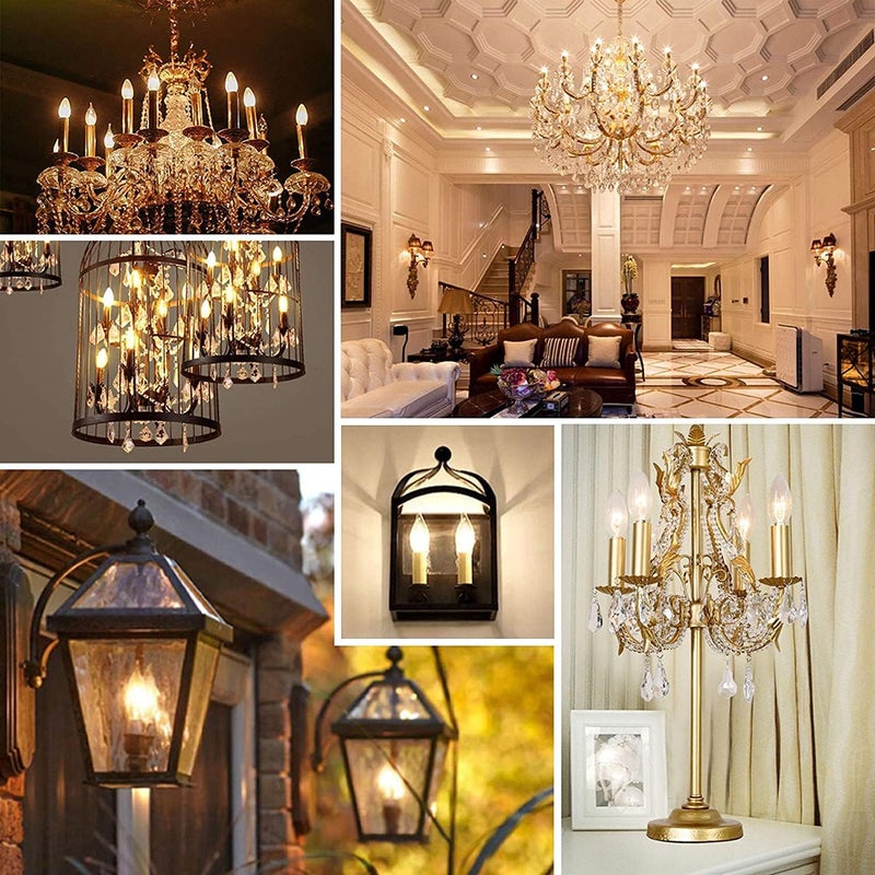 E14 LED Bulb, 4PCS Filament Light Bulbs 4 Watt, C35 Dimmable Light Warm White Yellowish, 2700K Classic Vintage Clear Glass 400LM for Chandeliers and More, 90% Energy Saving 35000h Life, Energy Class F - Image 3