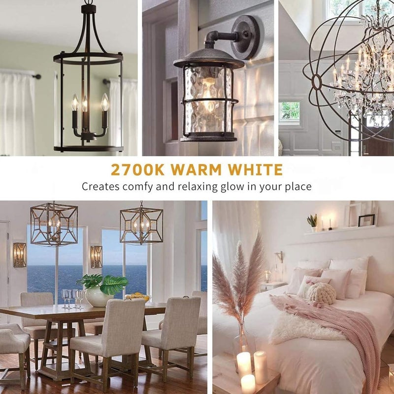 E14 LED Bulb, 4PCS Filament Light Bulbs 4 Watt, C35 Dimmable Light Warm White Yellowish, 2700K Classic Vintage Clear Glass 400LM for Chandeliers and More, 90% Energy Saving 35000h Life, Energy Class F - Image 5