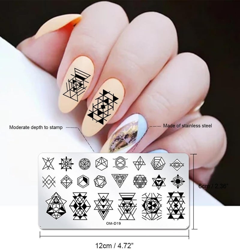 SILPECWEE 10pcs Nail Stamping Plates Nail Stamp Kit Geometry Designs Nail Art Stencil Nail Plate Template Nail Art Accessories for DIY & Salon - Image 3