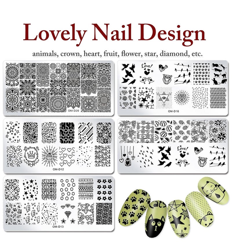SILPECWEE 10pcs Nail Stamping Plates Nail Stamp Kit Geometry Designs Nail Art Stencil Nail Plate Template Nail Art Accessories for DIY & Salon - Image 4