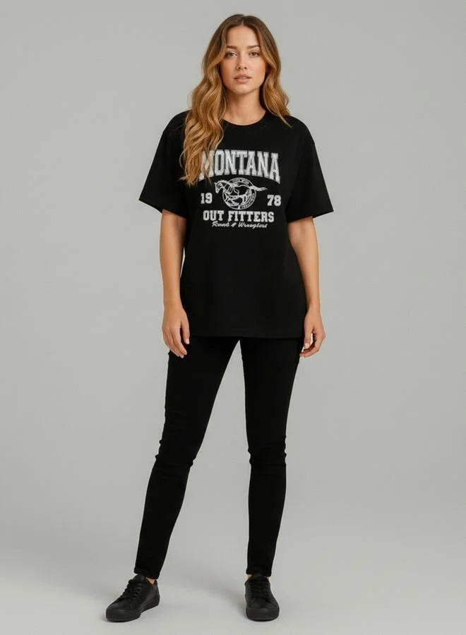 PAUSE Women Black Graphic Print T-Shirt