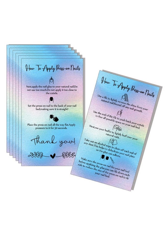 MAOSH Press On Nail Application Instructions Cards Aftercare Instructions Cards 50 Pack 2 X 3.5'' Inch Business Card Size Diy Press On Nail Kit White (0406038)  - Image 1