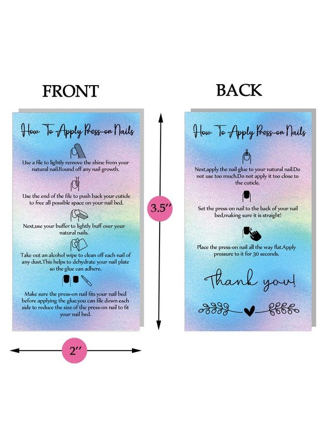 MAOSH Press On Nail Application Instructions Cards Aftercare Instructions Cards 50 Pack 2 X 3.5'' Inch Business Card Size Diy Press On Nail Kit White (0406038)  - Image 3