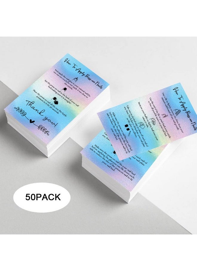 MAOSH Press On Nail Application Instructions Cards Aftercare Instructions Cards 50 Pack 2 X 3.5'' Inch Business Card Size Diy Press On Nail Kit White (0406038)  - Image 4