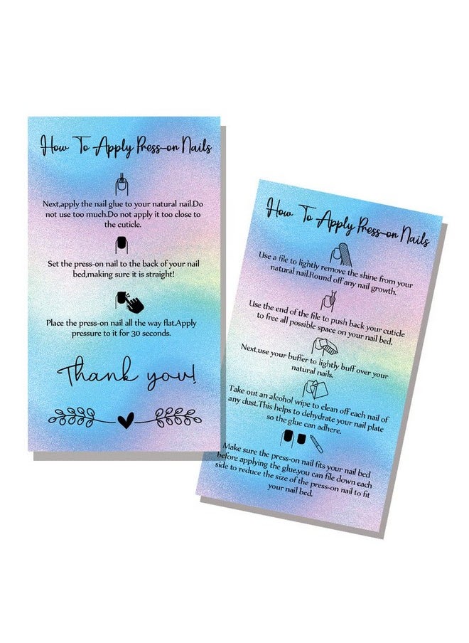 MAOSH Press On Nail Application Instructions Cards Aftercare Instructions Cards 50 Pack 2 X 3.5'' Inch Business Card Size Diy Press On Nail Kit White (0406038)  - Image 5
