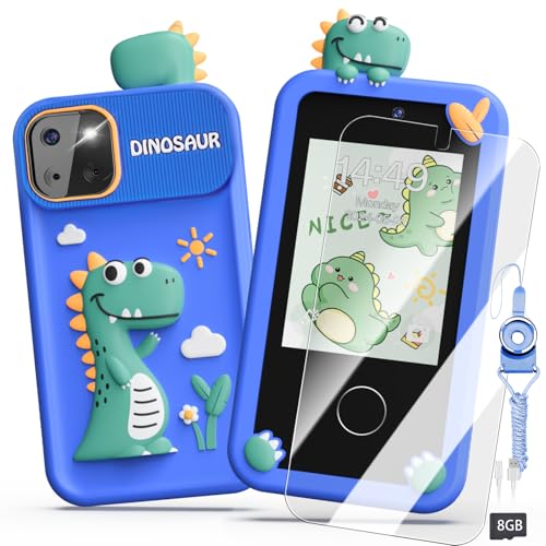Luyiilo Kids Smart Phone Toys for BoysDinosaurs Gift Toys for Boys Ages 39 Christmas Birthday Gifts Mini Smart Phone Toys With 28 Touchscreen 16 Learning Games Dual Camera Music Player 8G SD Card - Image 1