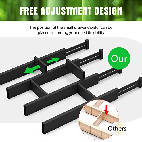 ANTOWIN 10pack Bamboo Drawer Dividers, Expandable Drawer Separators Splitter, 17-22 inches Adjustable Spring-loaded Organizer for Large Utensil, Clothes, Tools Drawers(Black) - Image 4