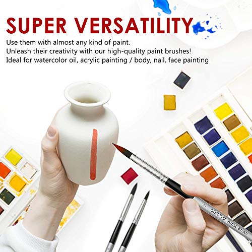 DUGATO Artist Paint Brush Set (10 Sizes) - Fine Tip Round Synthetic Brushes for Watercolor, Acrylic, Gouache, Oil Painting & Crafts - Professional Quality Art Supplies - Image 4