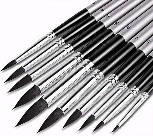 DUGATO Artist Paint Brush Set (10 Sizes) - Fine Tip Round Synthetic Brushes for Watercolor, Acrylic, Gouache, Oil Painting & Crafts - Professional Quality Art Supplies - Image 1