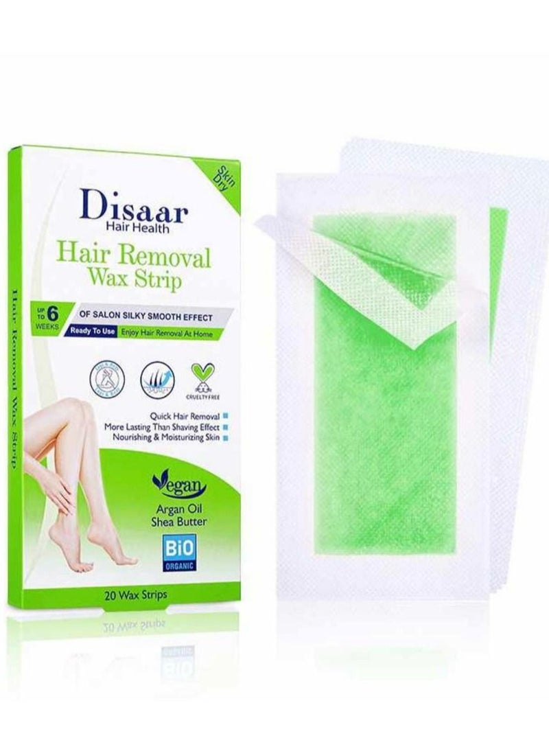 Disaar 20pcs wax strips depilatory body disposable hair removal Argan oil and shea butter waxing strips products - Image 1