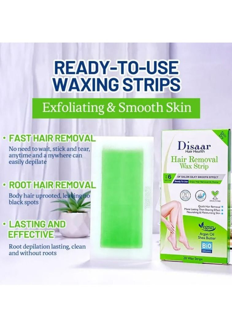 Disaar 20pcs wax strips depilatory body disposable hair removal Argan oil and shea butter waxing strips products - Image 5