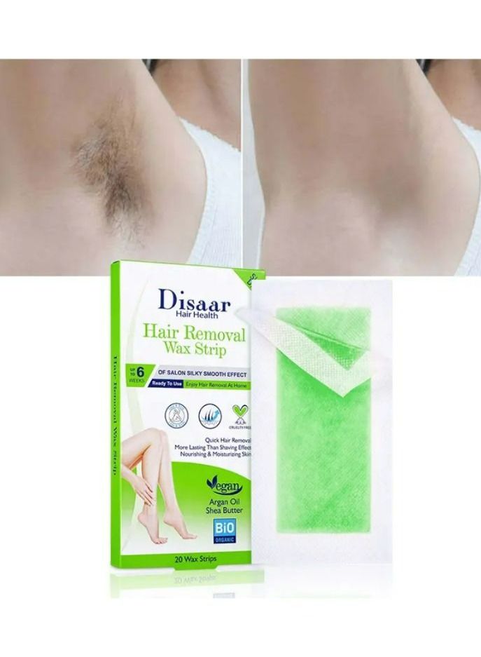 Disaar 20pcs wax strips depilatory body disposable hair removal Argan oil and shea butter waxing strips products - Image 3
