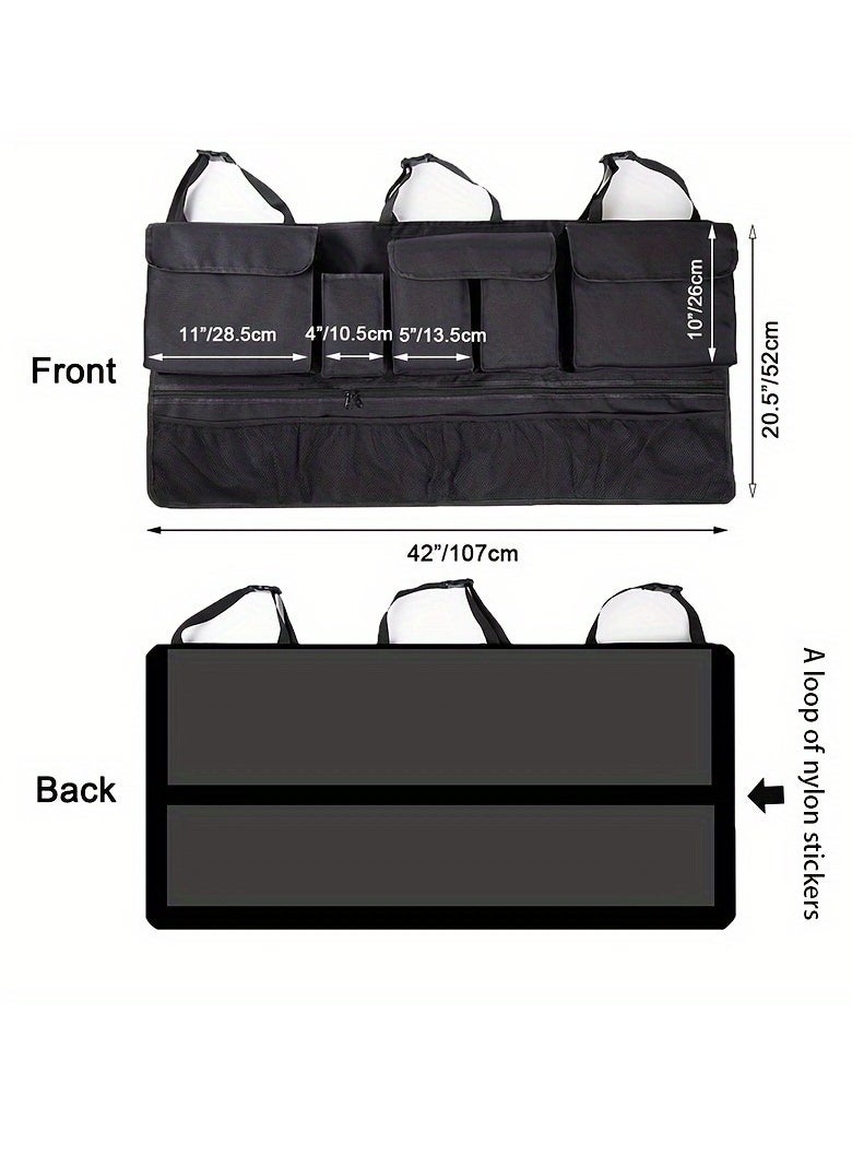 Generic Plus Size Universal Auto Car/ SUV Organizer Trunk Back Seat Storage Bag SUV Car Rear Multifunctional Storage Net Pocket Car Interior Supplies  - Image 2