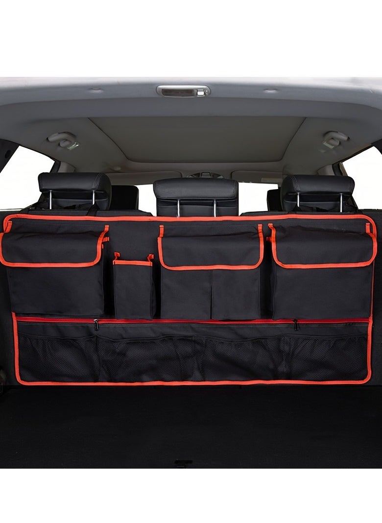 Generic Plus Size Universal Auto Car/ SUV Organizer Trunk Back Seat Storage Bag SUV Car Rear Multifunctional Storage Net Pocket Car Interior Supplies  - Image 3