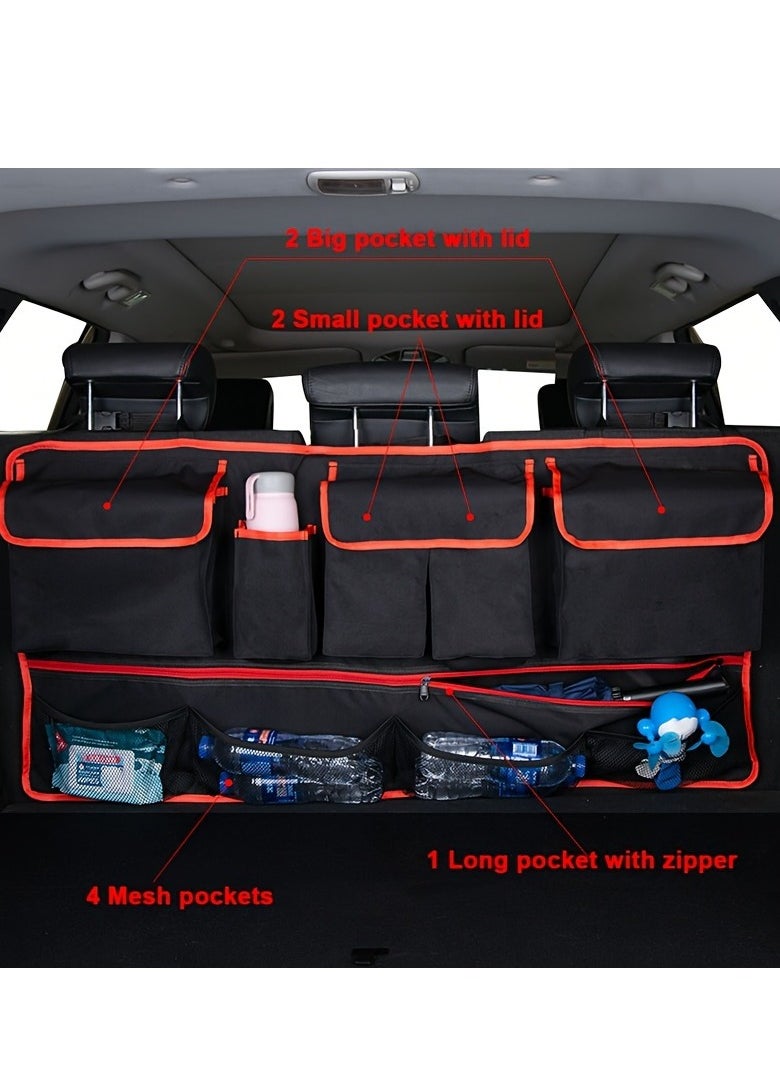 Generic Plus Size Universal Auto Car/ SUV Organizer Trunk Back Seat Storage Bag SUV Car Rear Multifunctional Storage Net Pocket Car Interior Supplies  - Image 4