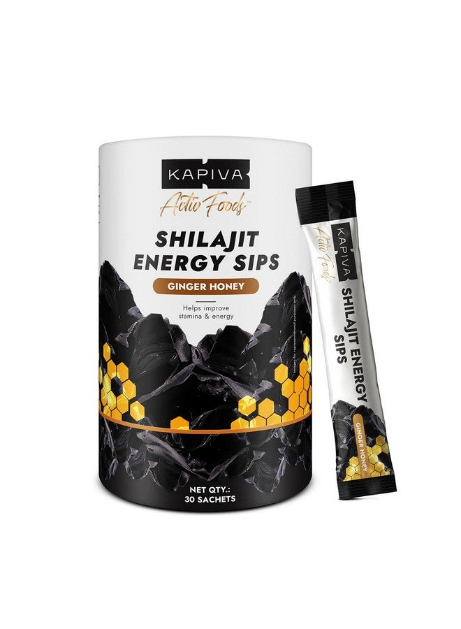 Kapiva كابيفا شيلجيت مشروبات الطاقة | مع 100% شيلجيت نقي | 250 ملغ شيلجيت/عصا | يعزز الطاقة والقدرة على التحمل | 30 كيس | نكهة زنجبيل وعسل - Image 1