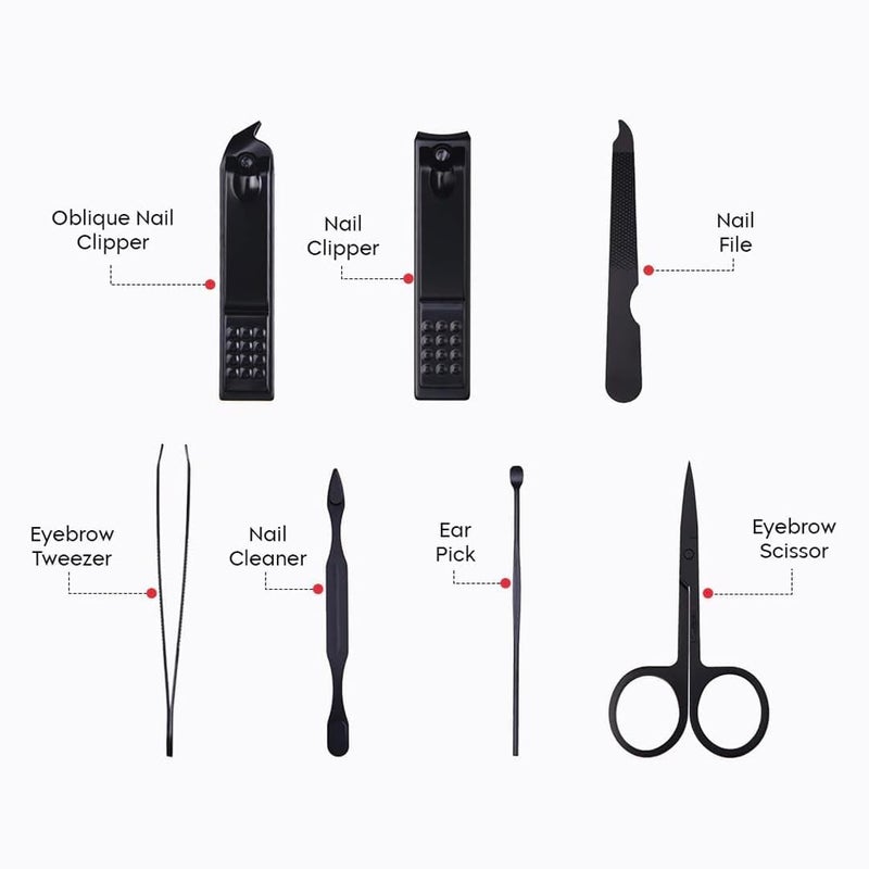 WOX MOX WOX MOX Essentials Manicure Set Nail Clippers Nail Care Tools for Hand Feet Stainless Steel Nail Scissors Grooming Kit Nail Cutter Kit Professional Grooming Kits for Facial Hand Foot Care 7 IN 1  - Image 3
