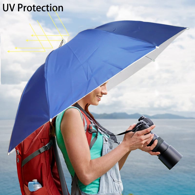 Bocampty Umbrella Hat, 37 inch Fishing Umbrella Hat Hands Free Foldable UV Protection Umbrella Cap Adjustable Headwear for Fishing Golf Beach Gardening Sunshade Outdoor - Image 3