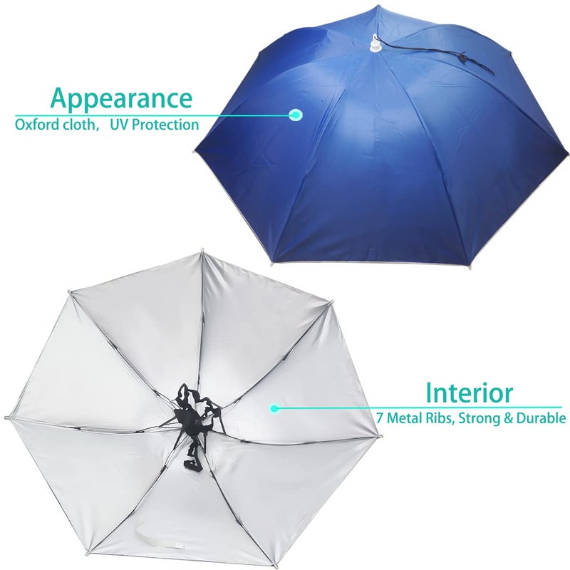 Bocampty Umbrella Hat, 37 inch Fishing Umbrella Hat Hands Free Foldable UV Protection Umbrella Cap Adjustable Headwear for Fishing Golf Beach Gardening Sunshade Outdoor - Image 2